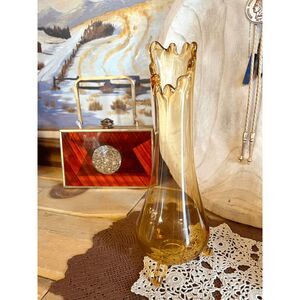 Vintage L.E. Smith Amber 3-Toed Footed Stretch Swung Bud Vase – Mid-Century Mode